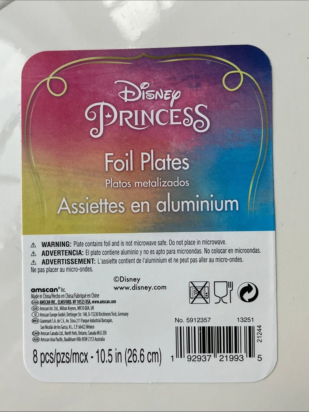 Disney Princess Paper Plates Metallic Once Upon A Time 2 Packs Party NWT